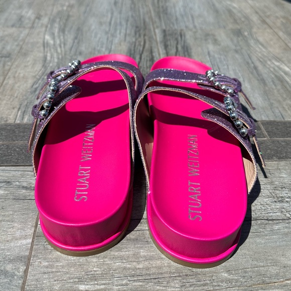 Stuart Weitzman Piper Embellished Glitter Slides - Picture 5 of 8